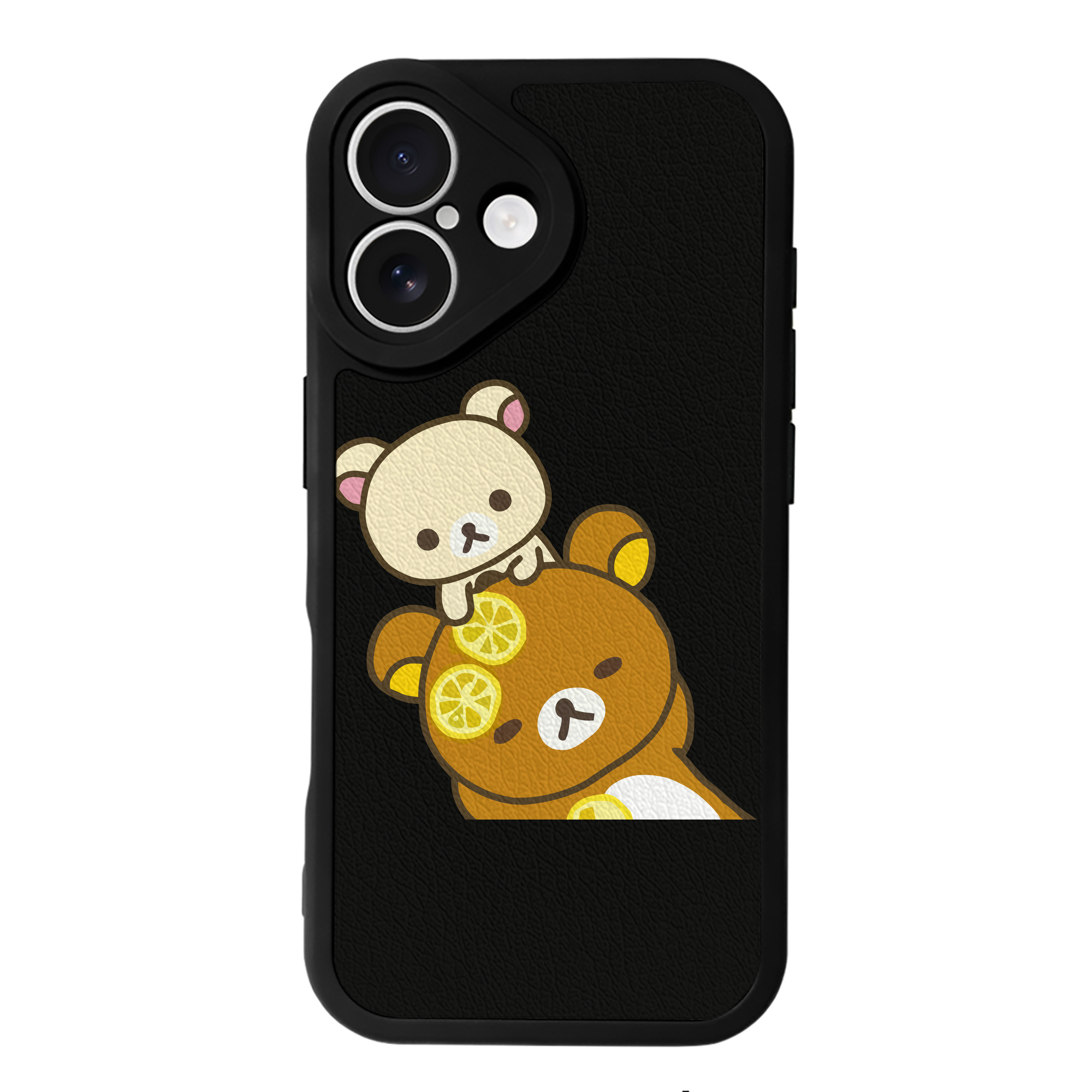 （画像用） リラックマ リラックマ キイロイトリ Rilakkuma Korilakkuma Kiiroitori 【iPhone 16シリーズ対応】シリコンスマホケース（レザー調） 材質：シリコン
